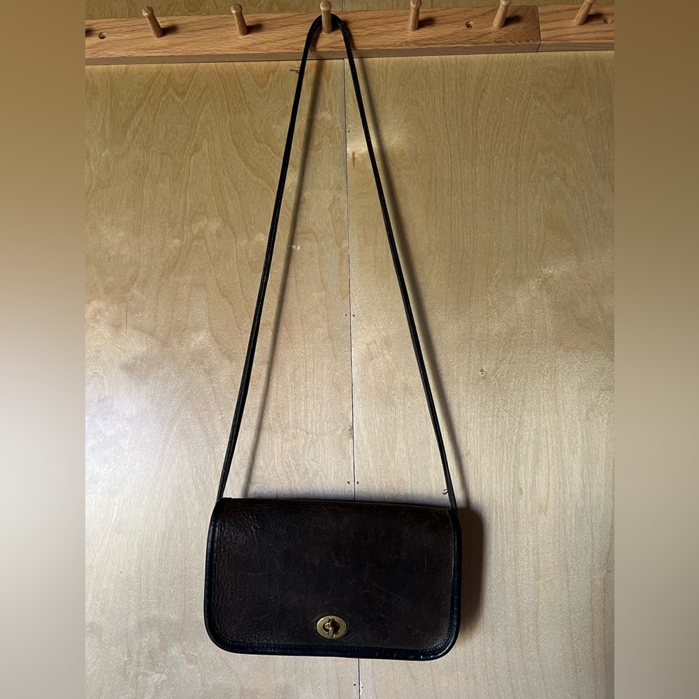 Coach Brown and Black Leather Crossbody Bag